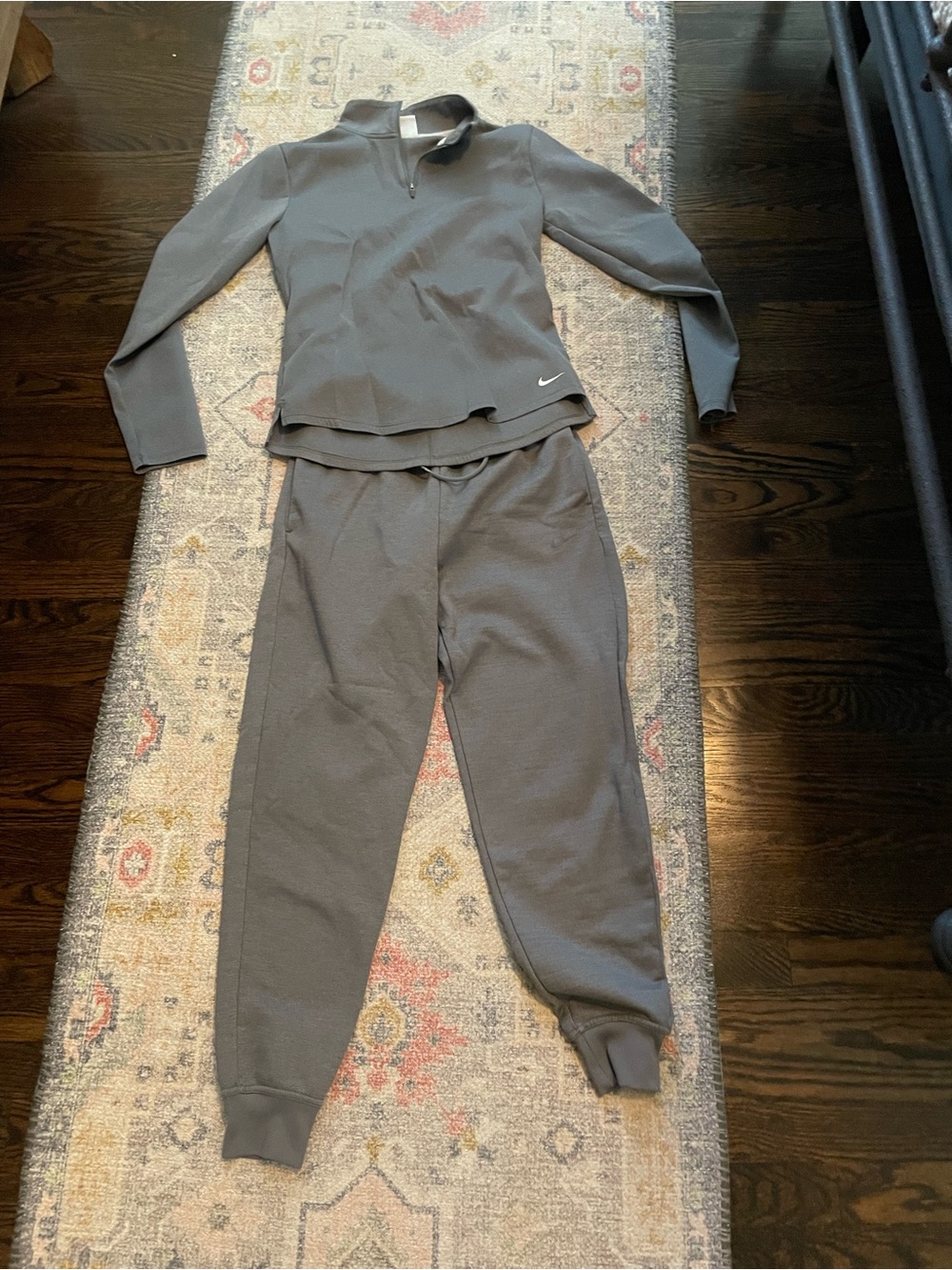 Nike Gray Long-Sleeve Zip Top and Jogger Pajama Set